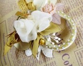 fascinator/handmade white rose/flower/ /ribbon/hair clip/ birthday gift/wedding bridal hair accessaries/headpiece/prom/cocktail