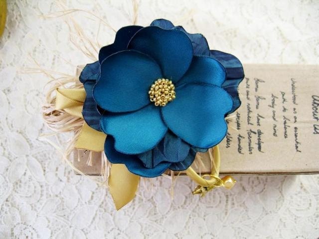 fascinator/handmade blue lily/flower/ /ribbon/hair clip/ birthday gift/wedding bridal hair accessaries/headpiece/prom/cocktail