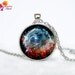 NEBULA Pendant  the Thors Helmet Nebula Galaxy Necklace Turquoise White Silver Jewelry Necklace for him  Art Gifts for Her
