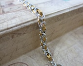 Byzantine Chainmaille Bracelet - Gold and Silver Bracelet - Gold Chainmaille Bracelet