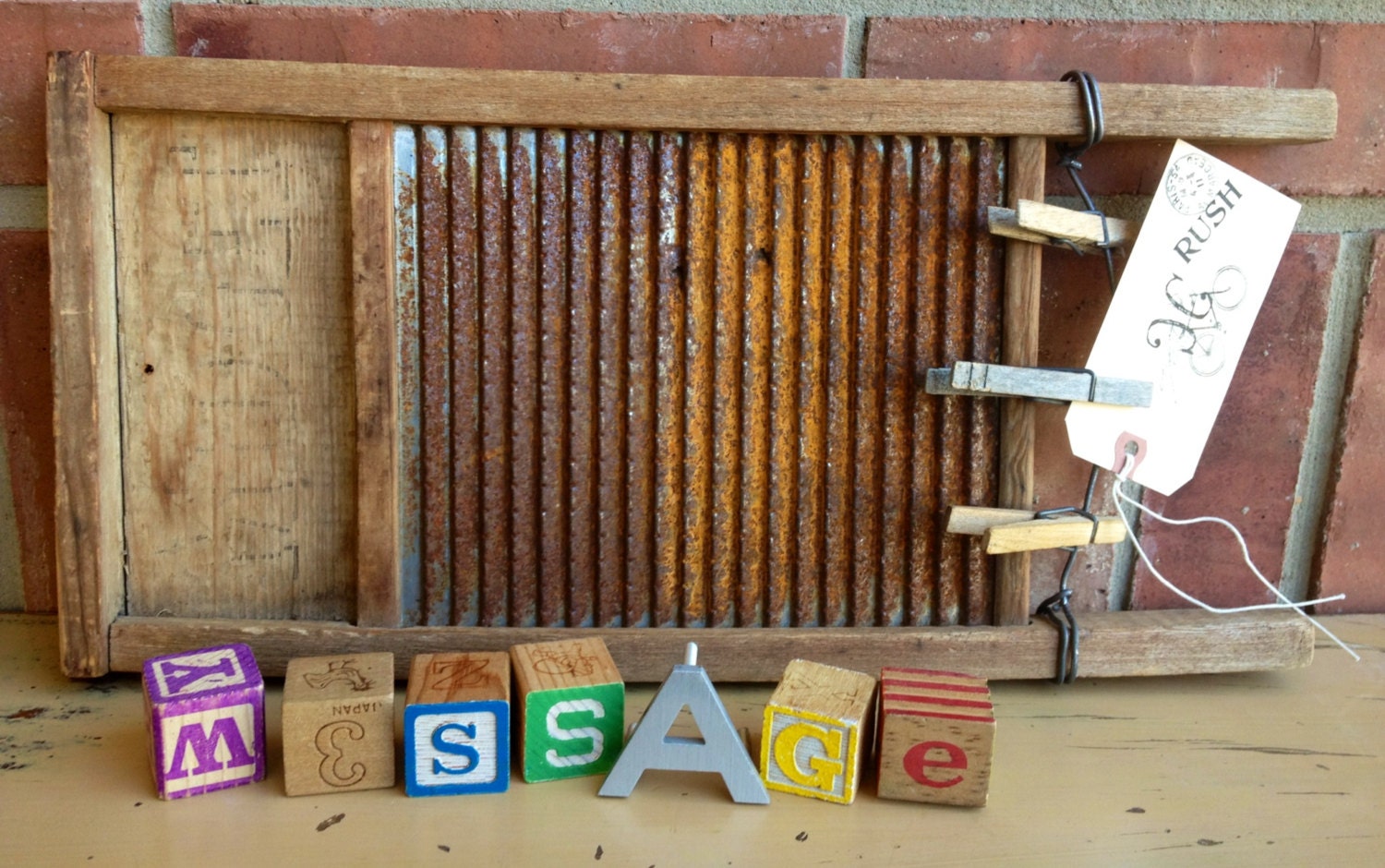 Rustic Industrial Farmhouse - Vintage Upcycled Washboard - Repurposed Message Center - Wall Decor - Primitive Cottage CHIC