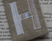 Bookmark Handmade Linen Vintage Personalised Blue Stripe