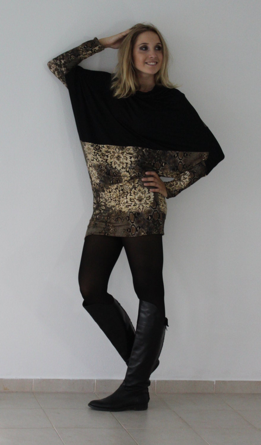 Convertible Dress / Asymmetric Mini Dress / Asymmetric Tunic / Black / Brown/ Beige / Women Handmade / All Sizes