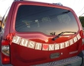 Just Married Banner / Wedding Banner / Getaway Car / Photo Prop / Wedding Decoration / Signage- Reception Decor/ Customize to your Colors
