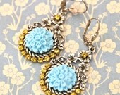 Bridesmaid Jewelry Bridal Flower Earrings Floral Wedding Jewelry Swarovski Crystal Earrings Vintage Style Earrings