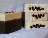 Cold process soap- odor busting- kitchen soap- coconut milk- coffee beans- espresso- cocoa butter- vegan- coffee scrub- exfoliating