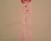Pink and White Glitter Butterfly Girls Bedroom Ribbon Hairbow Holder Hair Bow Accessories Wall Decor