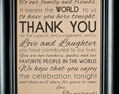 8 x 10 Thank You Family Friends Wedding Sign - DIY Printable Digital file - INSTANT DOWNLOAD