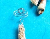 Coral Hand Wrapped Ear Cuff Silver Fossil Ear Vine Organic Natural Wire Wrapped Artisan Ear Cuff