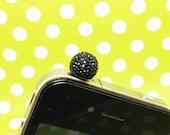 Black Crystal Candy Ball Anti Dust Plug 3.5mm Phone Accessory Charm Headphone Jack Earphone Cap for iPhone 4 4S 5 iPad HTC Samsung