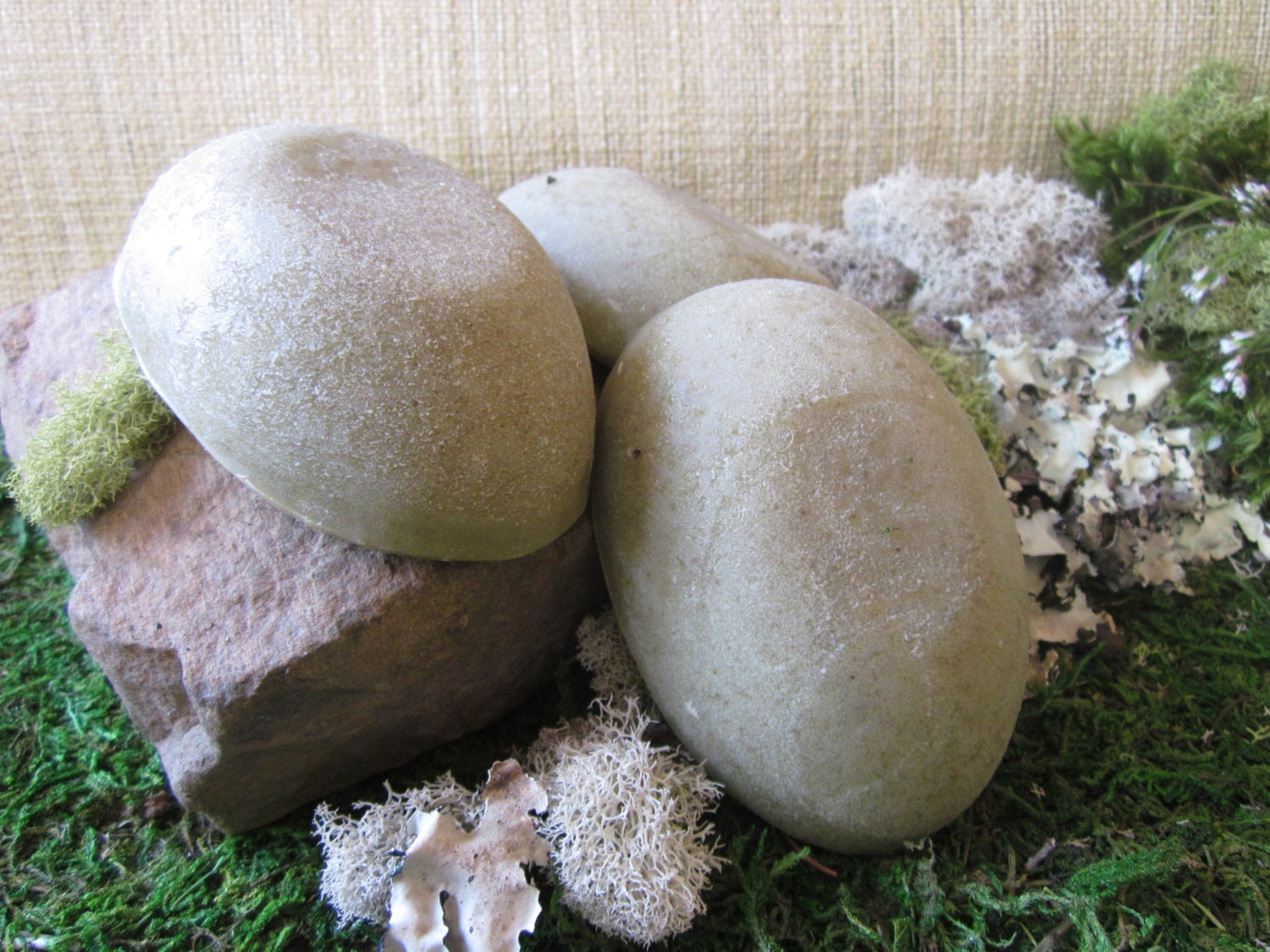 evoke.   oakmoss, patchouli and oatmeal soap bar