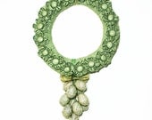 Green Wreath Elegant Spring Summer Fabric Flower Wreath Newspapers Wrapped Elegant Eggs Wreath Upcycled Recycled Repurposed