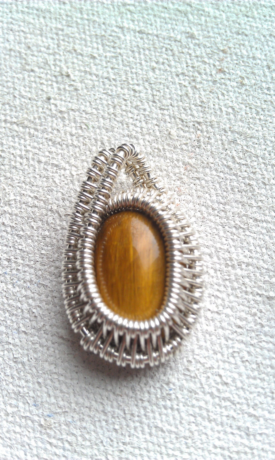 Tiger Eye Sterling Silver Wire Wrap Pendant
