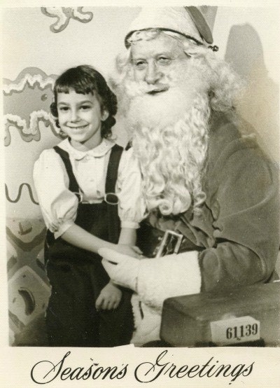 1960's Original Department Store Santa Klaus Photo w/ Girl on Lap - BamChicagoVintage
