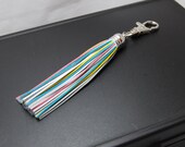 Leather Tassel Keychain - Rainbow - Spring