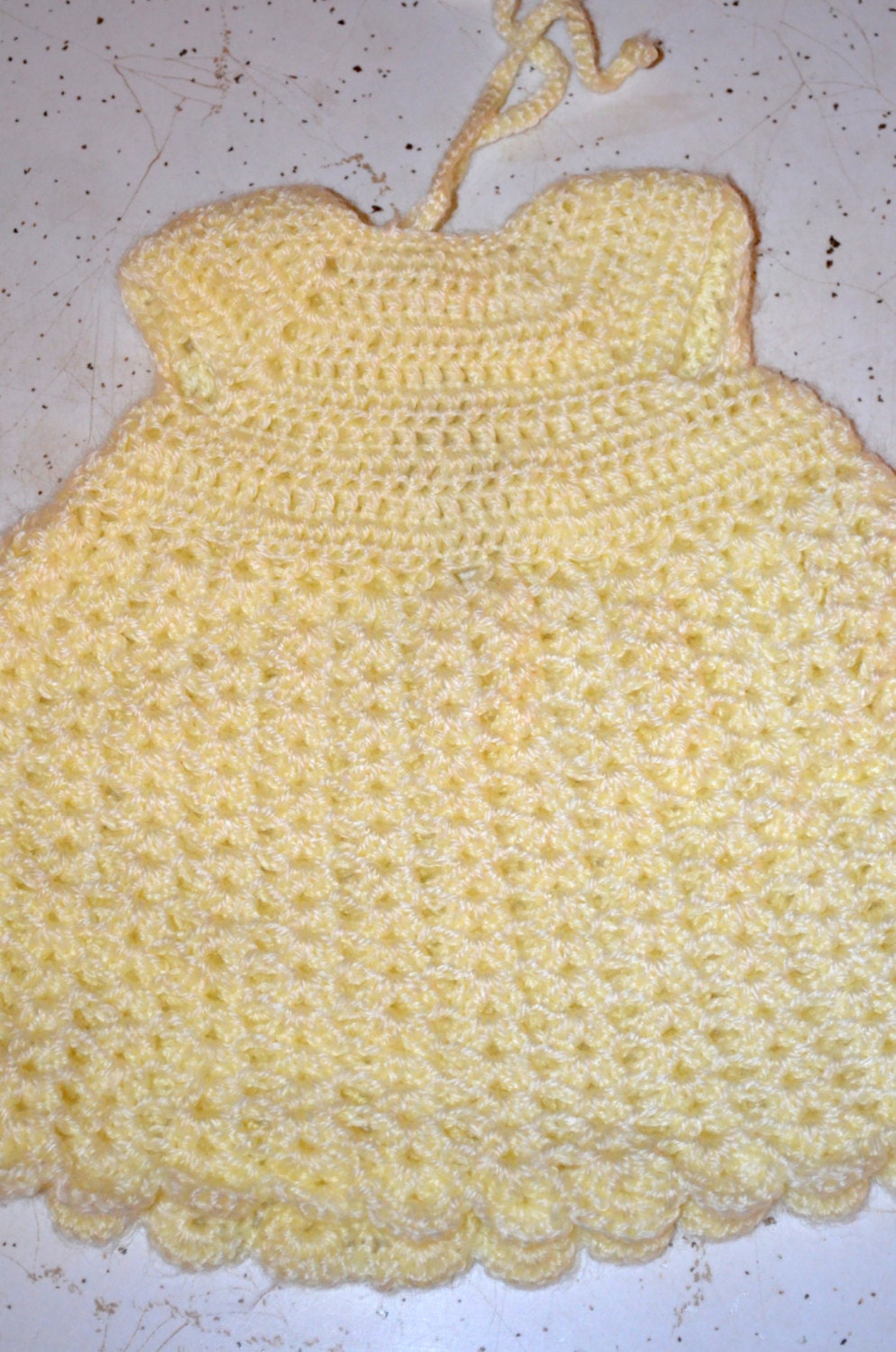Yellow Crocheted Baby Girl Dress
