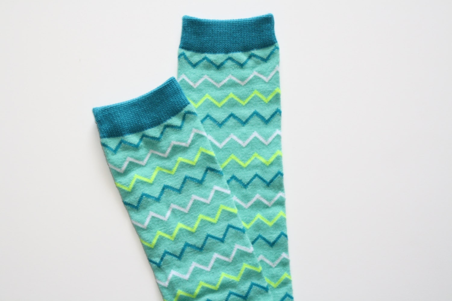 Turquoise Chevron Leg Warmers Zig Zag Boot Socks Newborn Baby Toddler Birthday Picture Props Photo