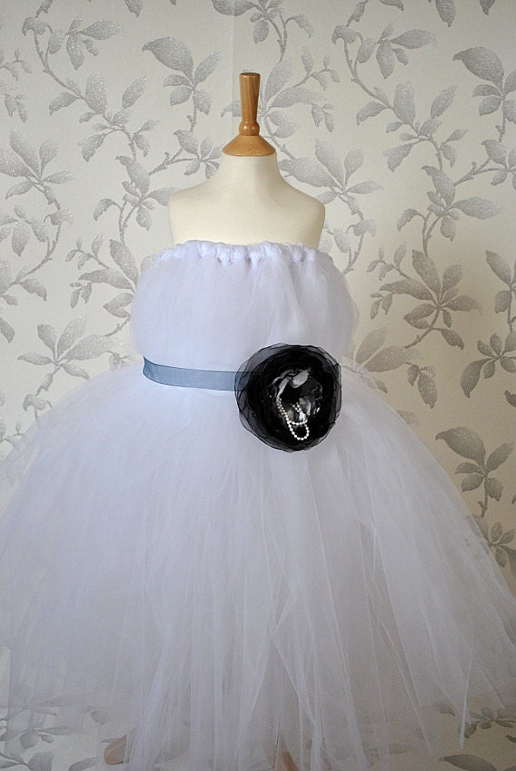 Black Flower Tutu Dress - Flower Girl Dress, girls tutu dress, birthday dress, baby wedding tutu dress, wedding flowergirl dress