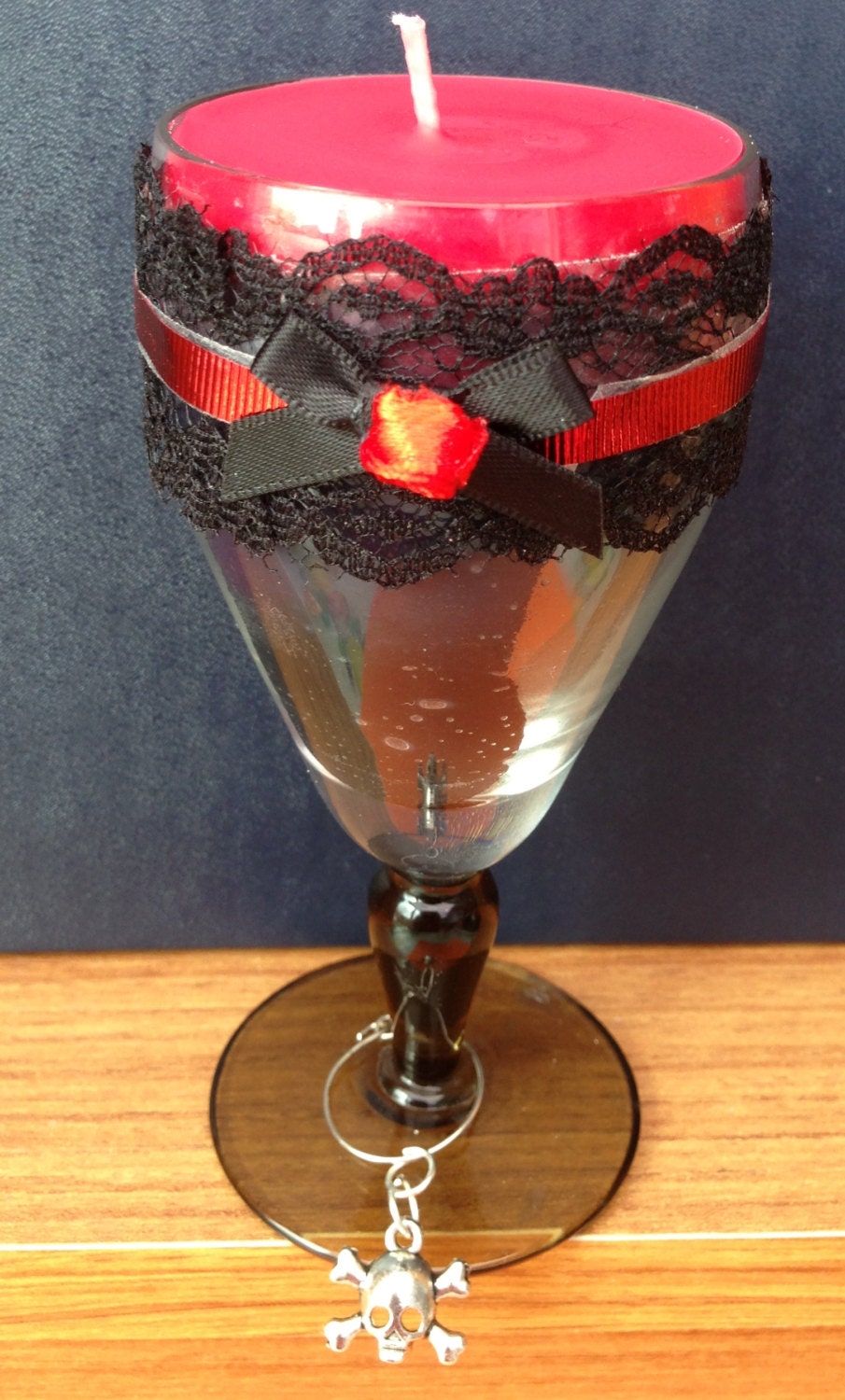 black and red gothic style candle