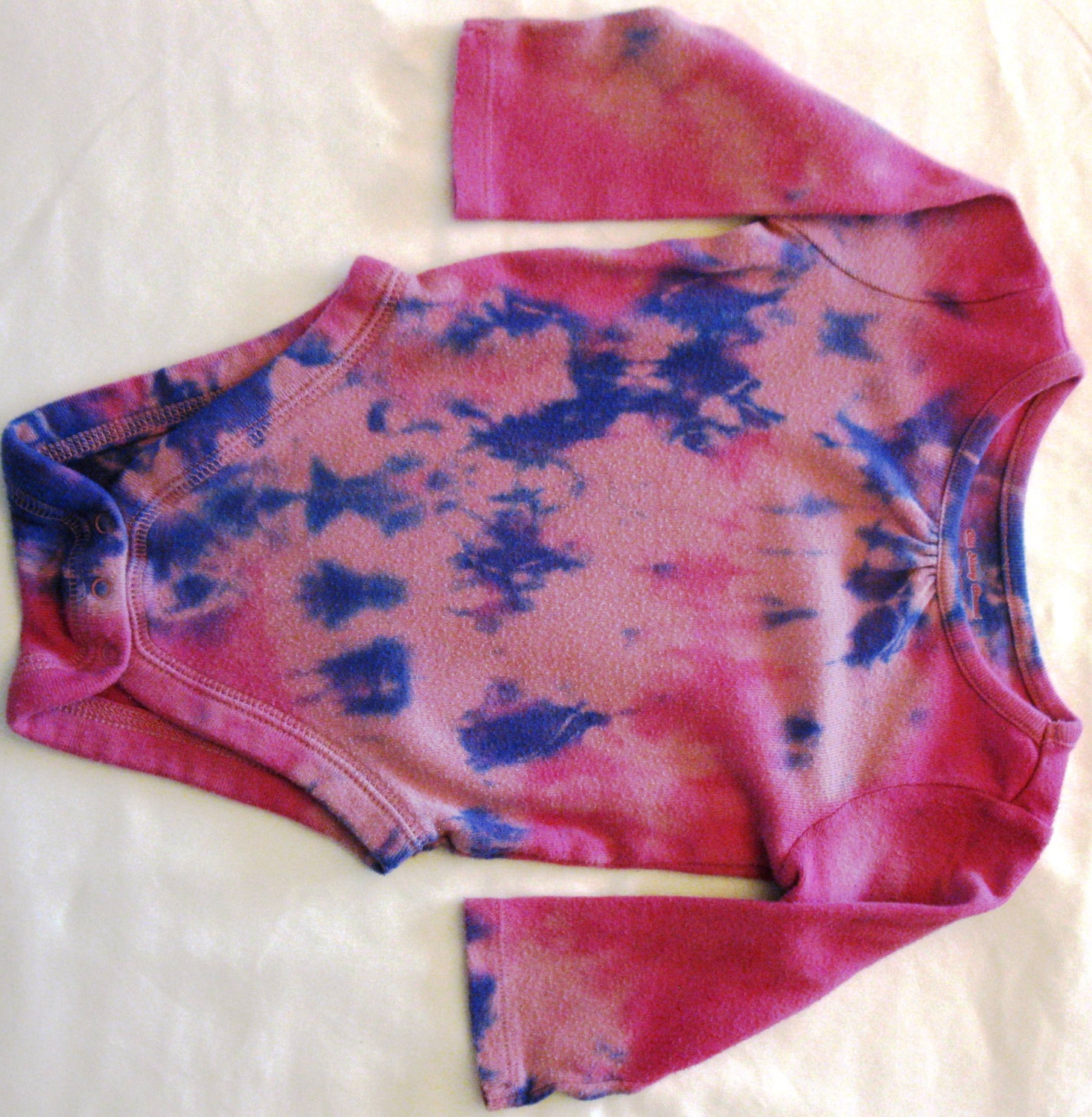 6-12m Tie Dye pink and purple long sleeved onesie