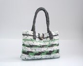 OOAK Multicolor Eco Friendly Tote Bag, Crocheted Handbag, Summer Bag, Beach Bag, Shoulder Bag, Everyday Bag, Market Bag, Crocheted Plarn