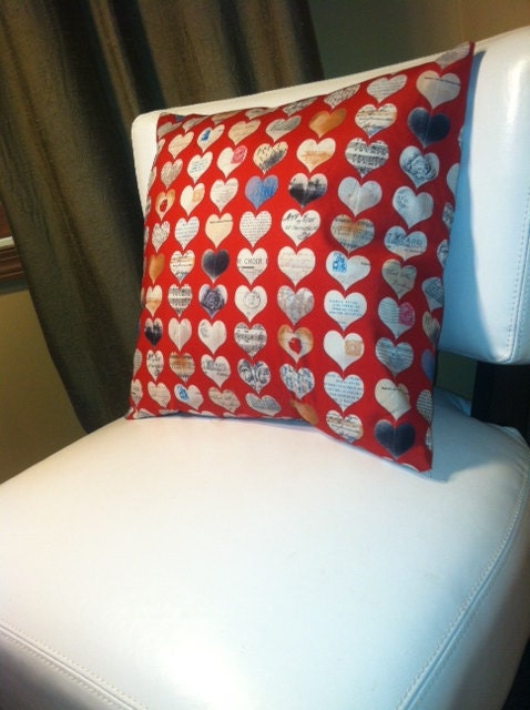 Red Sweetheart Pillow Covers Set of 2 for 16x16 inch pillows FREE SHIPPING