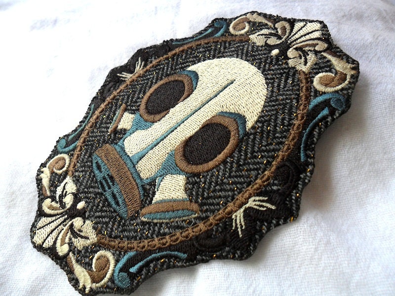 Large Tweed Gas Mask Embroidered Patch