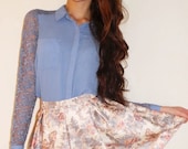 NEW high waist floral beige pastel design skirt