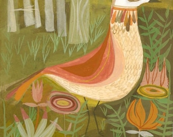 Anniversary Bird.  Limited edition 8.5 x 11 print by Matte Stephens.
