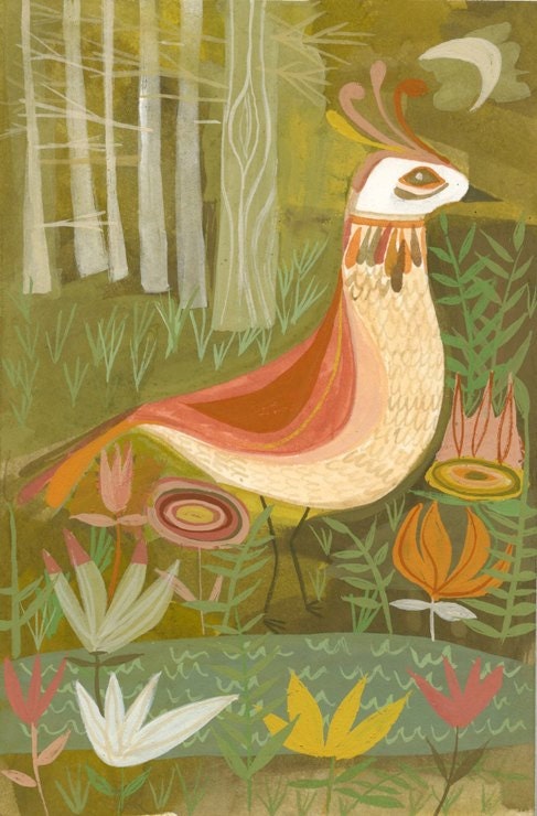 Anniversary Bird.  Limited edition 8.5 x 11 print by Matte Stephens.