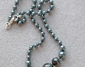 Tahitian Pearl Spirit necklace and earrings set with Swarovski pearls, tigereye and silver