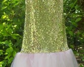 Pink sequin dress tulle prom party fairytale  boho  vintage  romantic medium by vintage opulence on Etsy