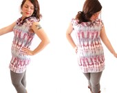 Womens Clothing // Womens Dress Cowl Neck Tunic Tie Dye Lavender and Purple in Medium // by Nicoles Threads
