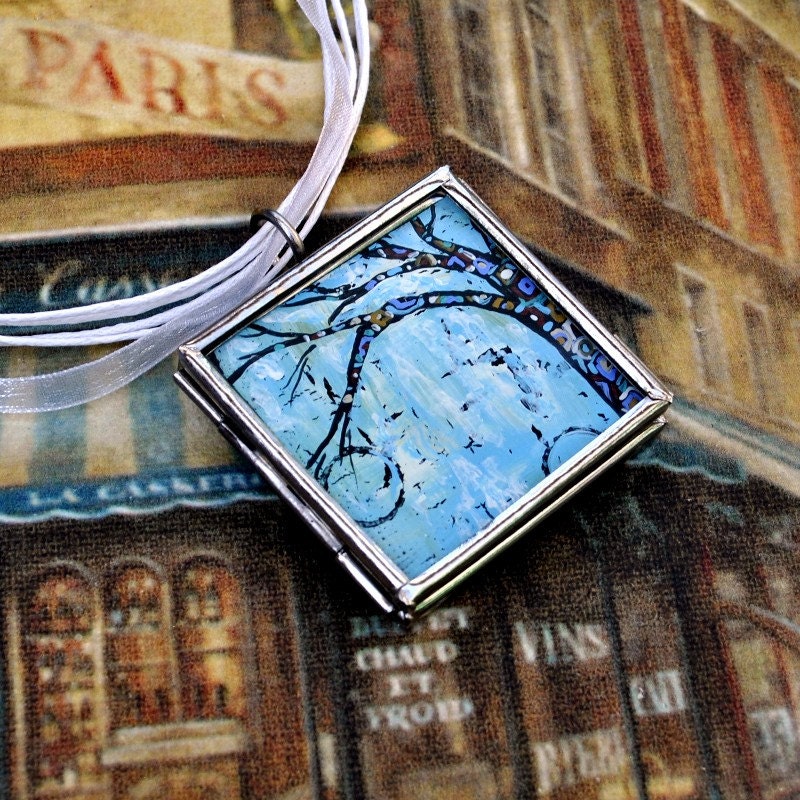 Tree of Life Pendant - Necklace - Painting - Handpainted Jewelry  - Original Dana Marie Wearable Art  - ebsq