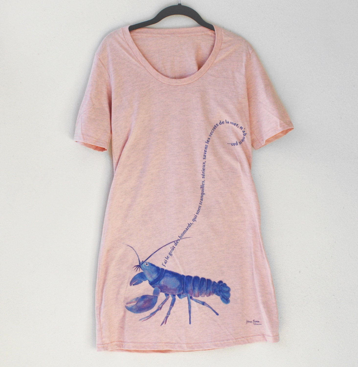 Lobster Dress, Beach Coverup, American Apparel peach tshirt Dress - womens summer fashion, nautical, womens clothing, womens summer fashion