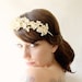 Bridal headband, Bridal crown, Vintage flowers, Ivory wedding head piece