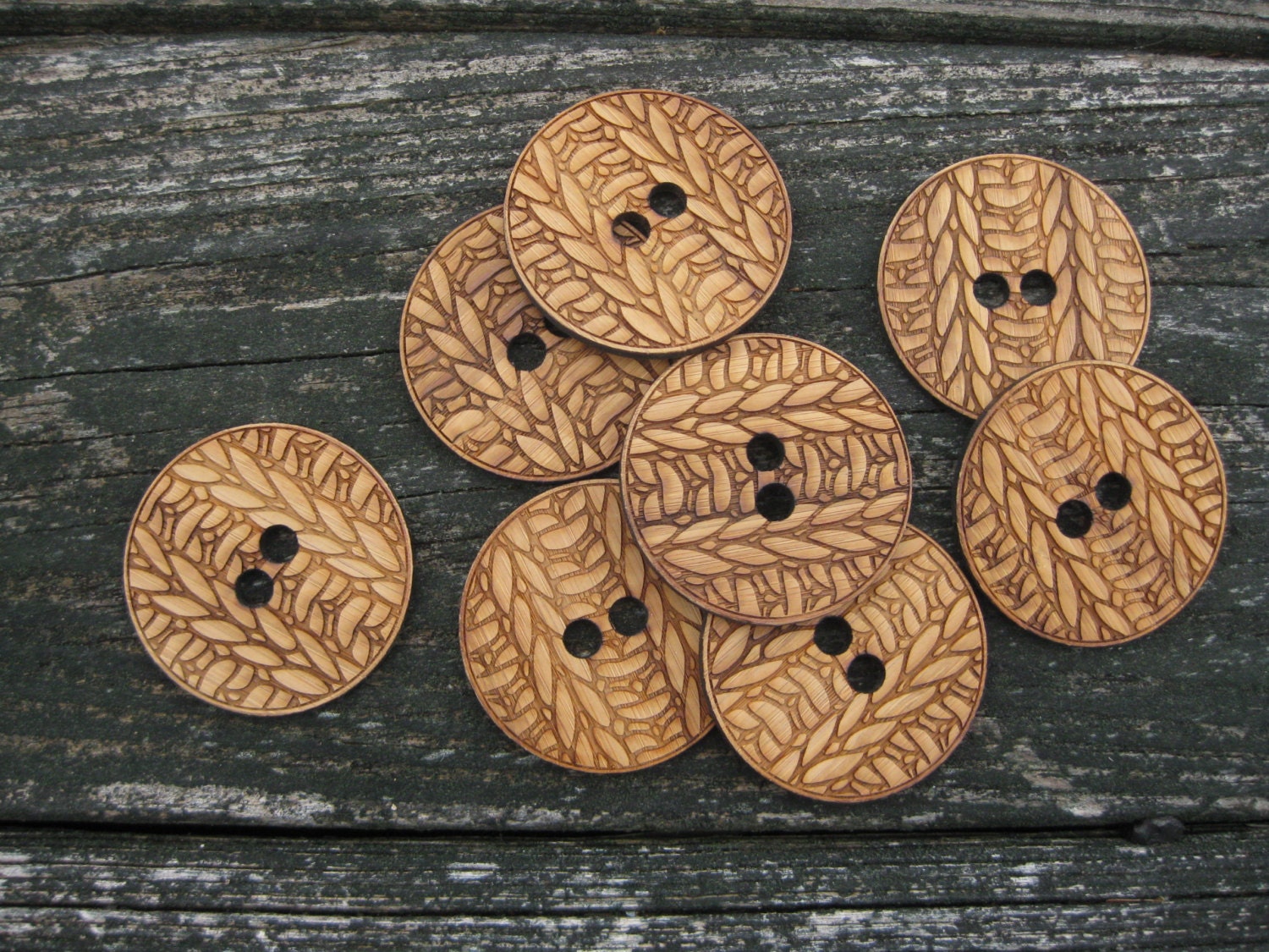 Four 1 1/4" Bamboo Knitting Buttons