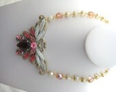 Rose - OOAK - From The Mariposa Collection - Vintage Inspired Rhinestone Butterfly Necklace zoeJane