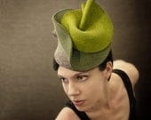 Multi Green Sculptural Felt Hat - Botanical Series