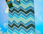 Classroom Organizer Magnet Board - Chevron Blue Zig Zag  (8" x 15")