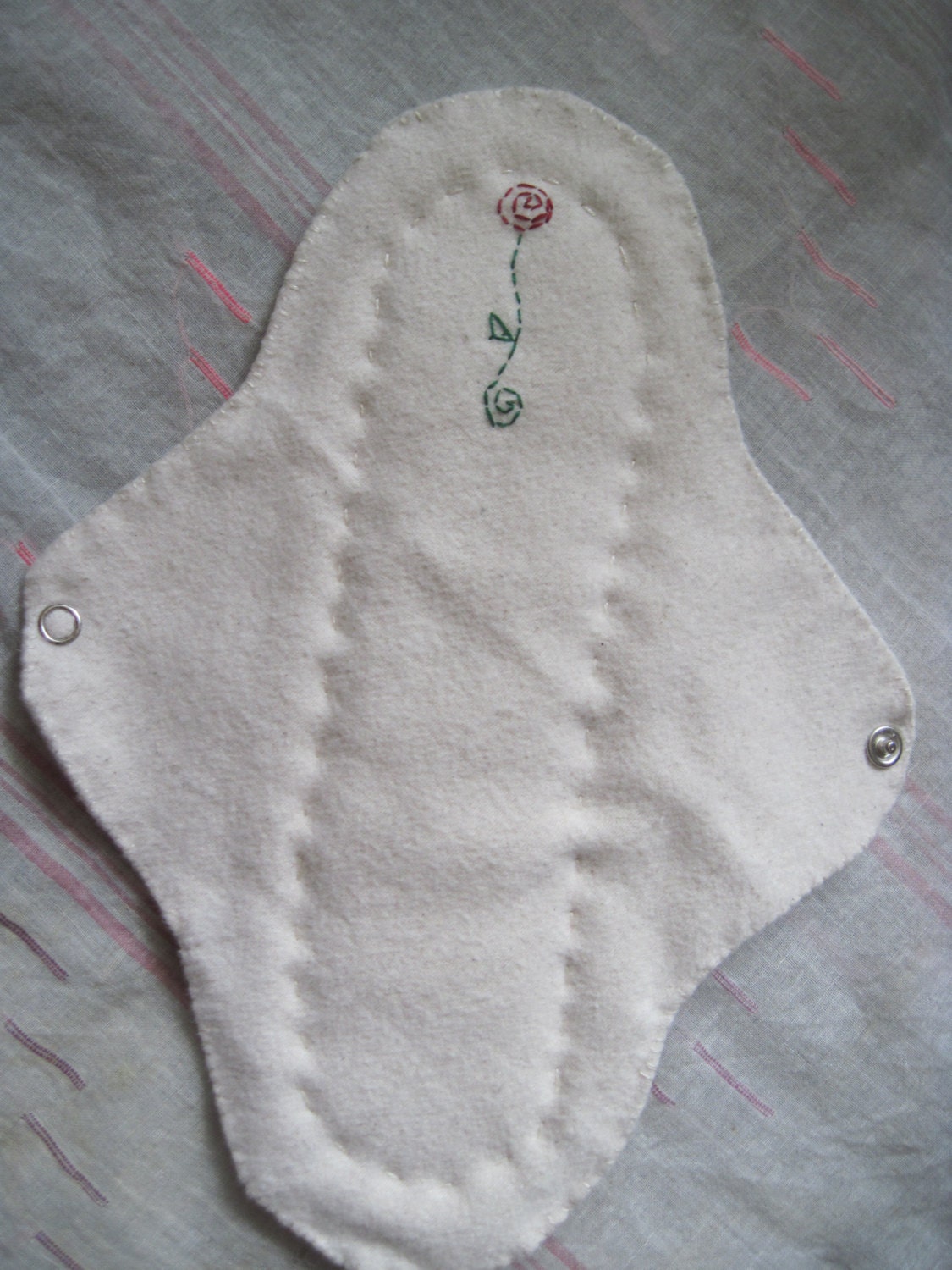 One Large Organic Cotton Hand Stitched Menstrual Pad