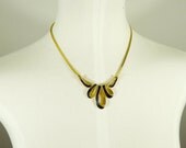 Black and Gold Enamel Bow Necklace