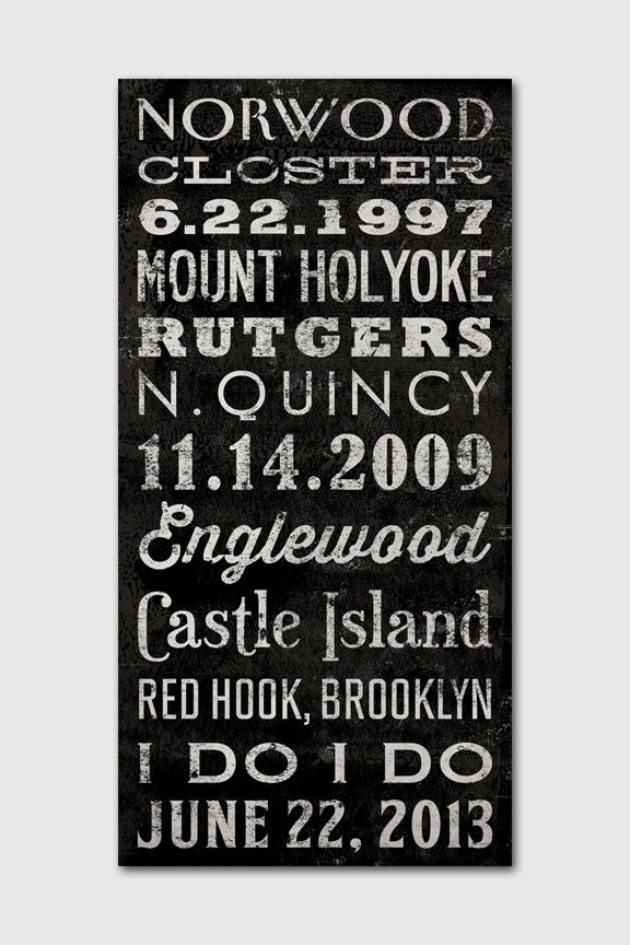 CUSTOM PERSONALIZED Ski Snowboard Bus Scroll Stretched canvas wall art SIGNED 8 x 16 x 1.5  inches Engagement Anniversary Wedding Birthday