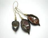 ornaments - mosaic handmade in 3 natural pods - Christmas Tree and House decoration - Mysterious Darks