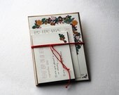 The Ruby Collection - Vintage Inspired Floral Wedding Invitation Set in Pink, Red, Gold, Brown and Green with Kraft Envelopes - SAMPLE