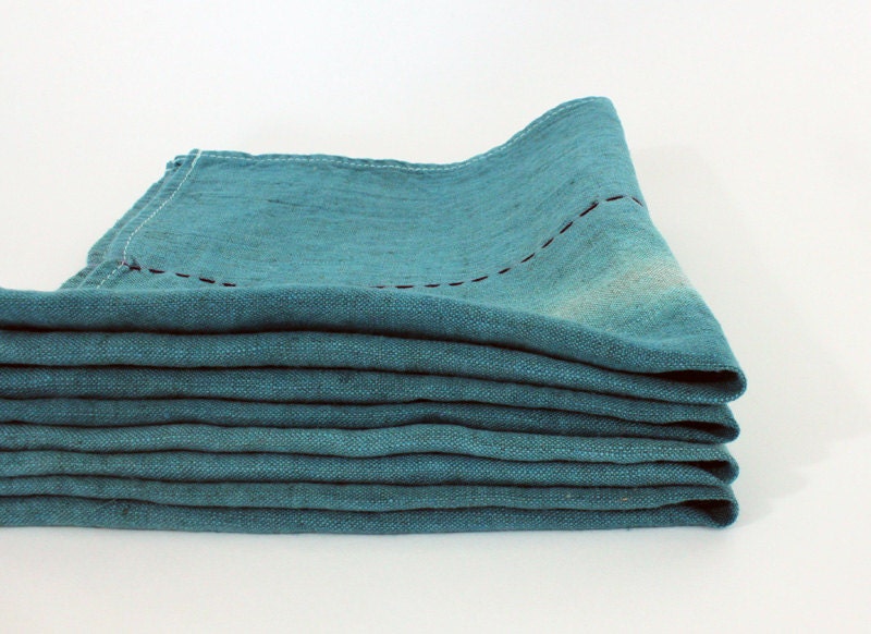 Set of 4 - Luxe Linen Napkins in Aqua