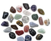 Small Mixed Stones Rune Set Hand Carved Elder Futhark With Manual & Pouch