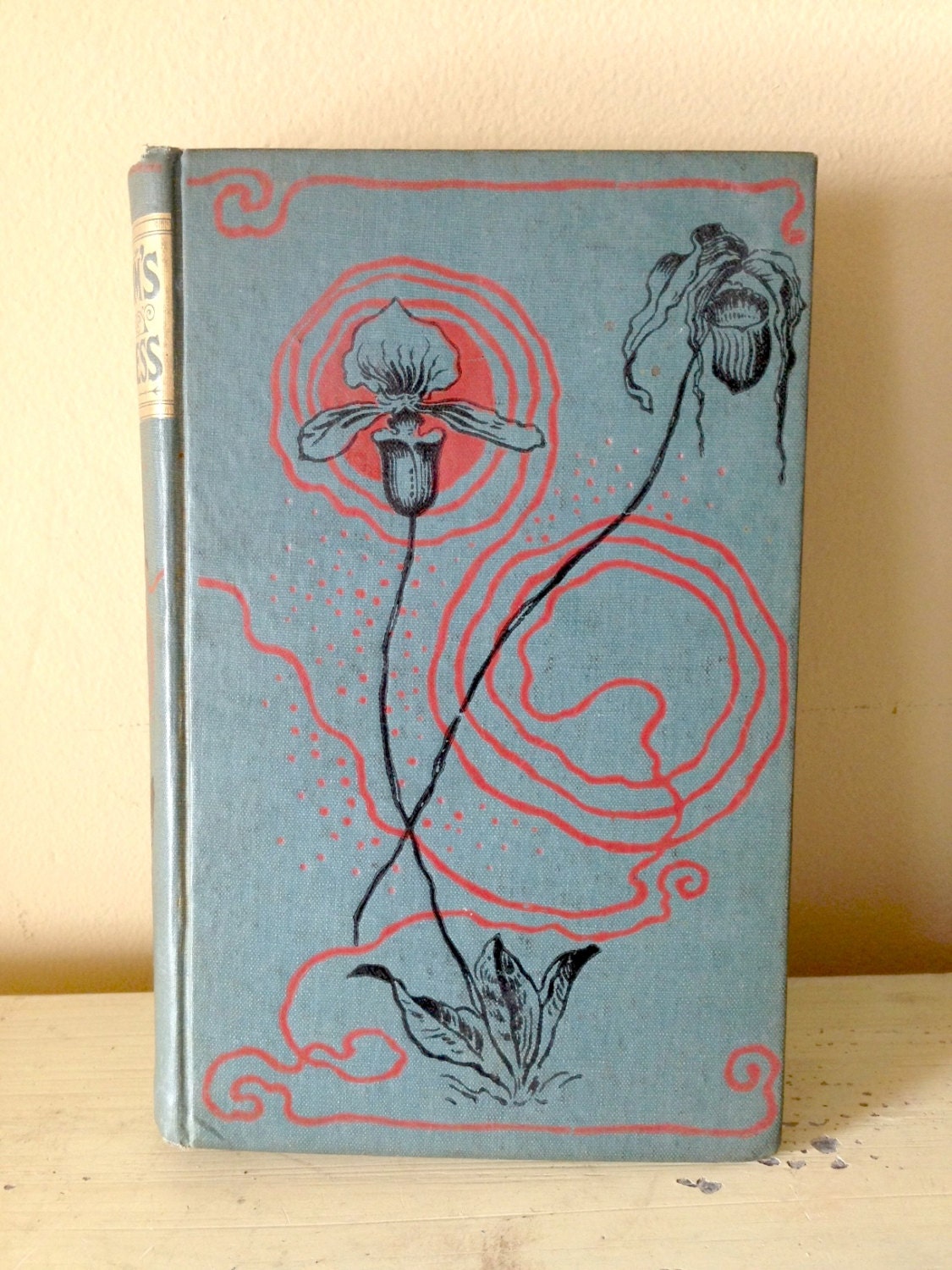 Antique Book Pilgrim's Progress John Bunyan 1800s Floral Stamped Blue Cover