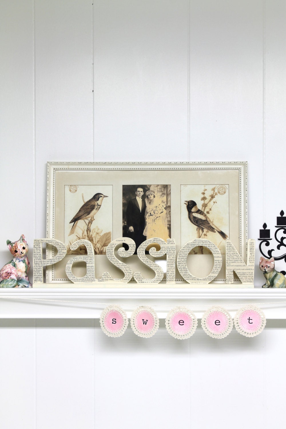 Crochet Garland SWEET Pink Nursery Room Decor Girl Baby