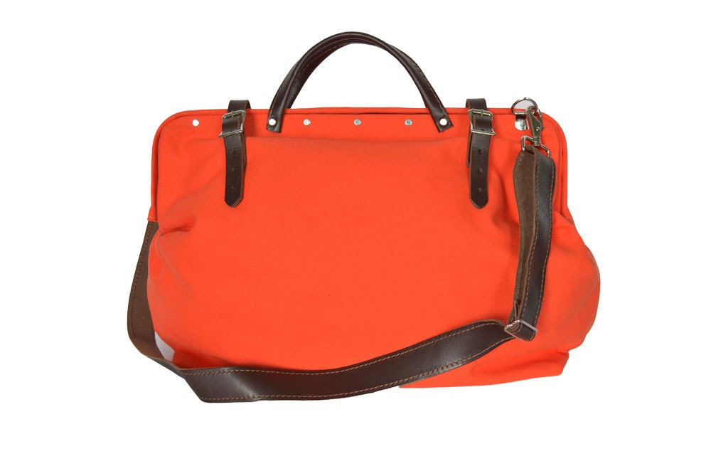 Harry sunset orange canvas bag with detachable leather strap